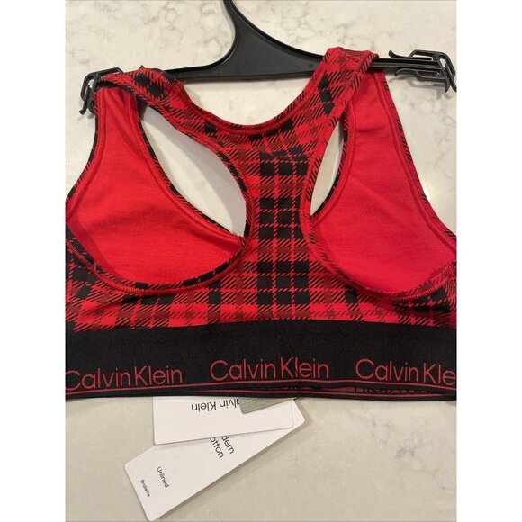 Calvin Klein Scotch Plaid Unlined Racerback Women's Bralette Bra XS NWT - Picture 4 of 4